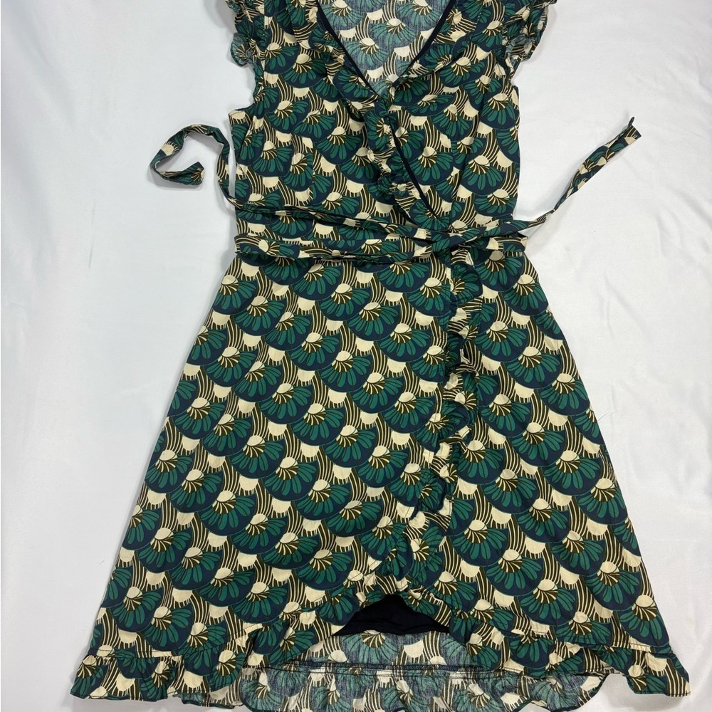 NAF NAF Green and Cream Patterned Mini Dress - Picture 3 of 7